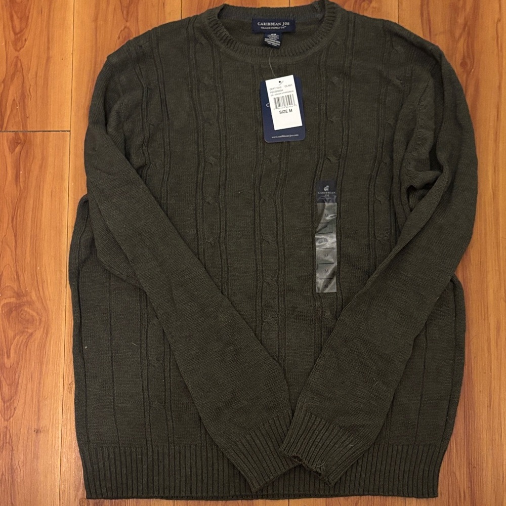 Caribbean Joe Dark Green Crewneck Sweater Unused and Tagged